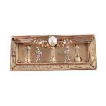A CULTURED PEARL SET PLAQUE BROOCH