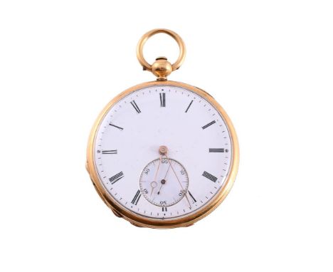 
	
		UNSIGNED
		A GOLD OPEN FACE POCKET WATCH, NO. 1640
		Movement: Three armed flat balance, flat balance spring, cylinder e