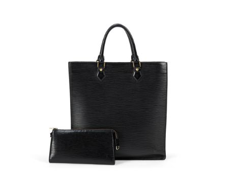 
	
		LOUIS VUITTON, A BLACK EPI LEATHER SAC PLAT BAG AND POCHETTE ACCESSORIES BAG 
		The tote with twin loop handles, opening