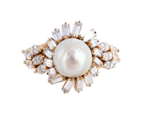
	
		KUTCHINSKY, A CULTURED MAB&#201; PEARL AND DIAMOND RING
		LONDON 1972 
		The cultured mab&#233; pearl, measuring 1.8cm d