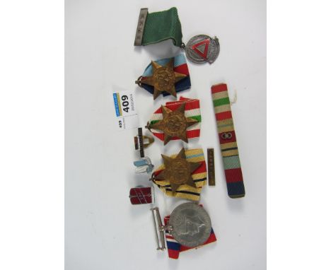 Group of four WWII service medals inc. the Africa Star with 8th Army bar and the Italy Star in original box sent to Mr R Mill