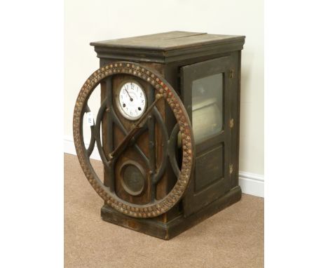 Late 19th/early 20th century time recorder signed 'Dey Time Registers Limited Howard Bros.' fitted with circular etched glass