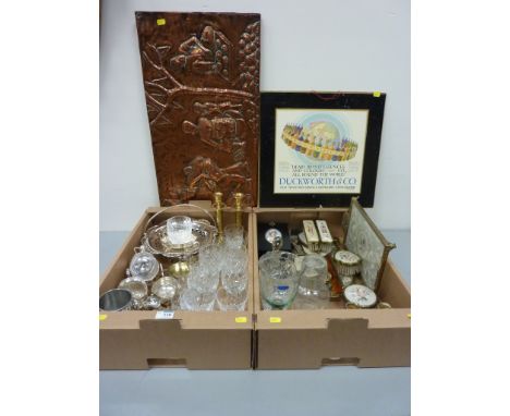 Portrait miniature prints, Waterford and other glassware, silver plate, Duckworth & Co. ' "Heart Brand" Essences' poster H42c
