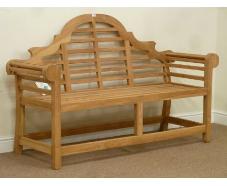 Lutyen's design teak garden bench, W166cm