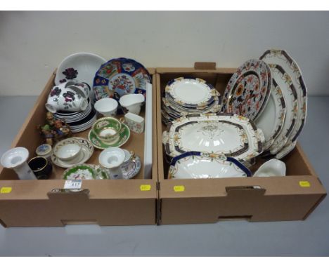 Pair Ashworth Ironstone plates D26cm, early 19th century tea bowl and saucer, two early Victorian cabinet cups and saucers, A