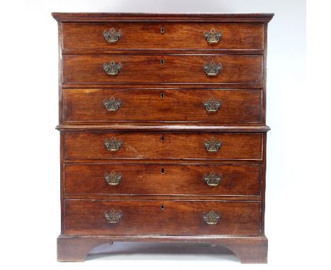 A George III mahogany tallboy chest fitted six long drawers on bracket feet, 122cm wide