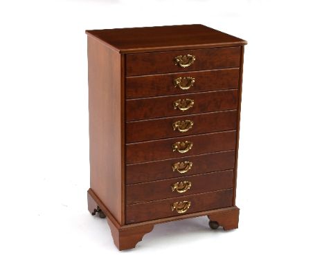 A mahogany chest of six drawers, two with false two-drawer fronts, on bracket feet, 51cm wide