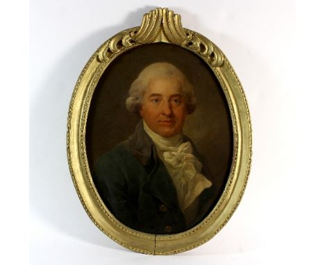Circle of Alexander Roslin/Portrait of a Gentleman/oval, oil on canvas, 62cm x 48cm/in a gilt frame with scrolling crest   Co