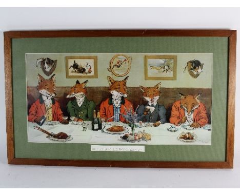 After Harry B Neilson/Mr Fox's Breakfast on Xmas Day/colour print, 29cm x 60cm/and four hunting prints after Alken 