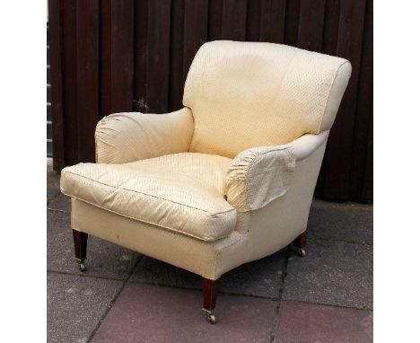 Howard & Sons, an upholstered armchair, model 10226/3584 stamped Howard & Sons Ltd, Berners Street, on square tapering front 