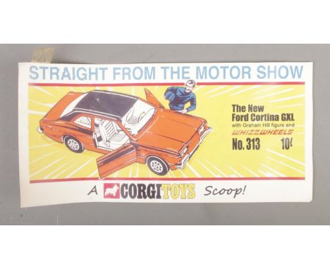 A Corgi Toys Scoop! advertising leaflet: Straight From The Motor Show, The New Ford Cortina GXL with Graham Hill Figure and W