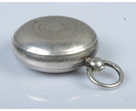 A silver sovereign case, with loop handle, blank shield crest and engine turned detailing. Assayed for Birmingham, 1901. Tota
