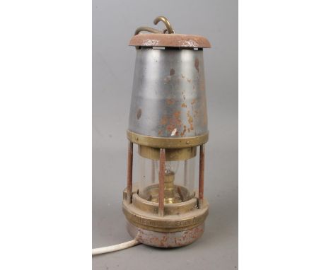 A William Maurice Ltd miners safety lamp, The Wolf, Type FS.  Converted to electric.  