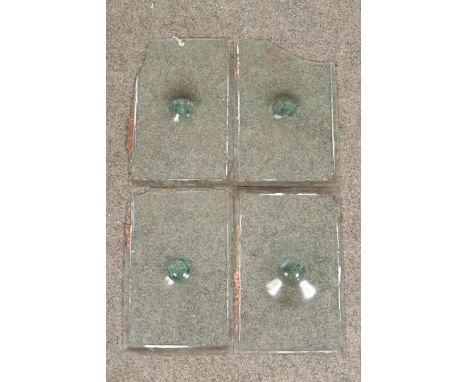 Architectural salvage, Four late 19th century blown bullseye glass panels  