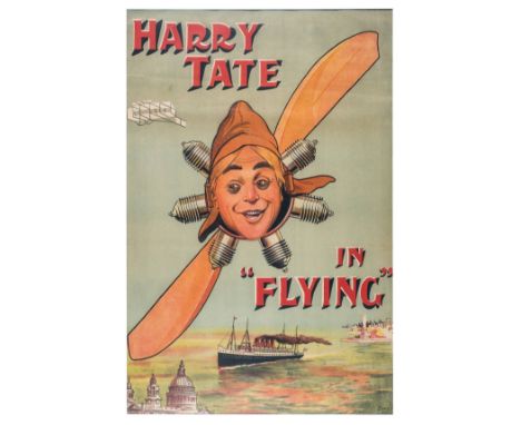 *Poster. An original Edwardian poster for Musical Comedy, starring Harry Tate, circa 1910,  depicting Tate in flying helmet a