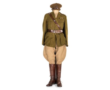 *Royal Air Force. WWI officer's uniform of the Royal East Kent "The Buffs" Regiment,  with cloth RAF brevet to breast, hat wi