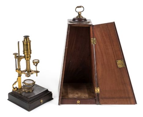 *Microscope. An 18th century John Cuff Brass Compound Monocular Microscope circa 1750,  signed on the stage J. Cuff Londini I