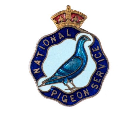 *Pigeon Service. A rare WWII Pigeon Service enamel lapel badge by Marples & Beasley, Birmingham,  the reverse with impressed 