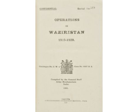 Waziristan. Operations in Waziristan 1919-1920, Confidential, Serial number 569, Compiled by the General Staff Headquarters I