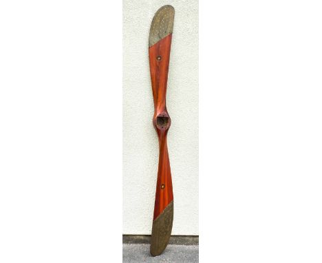 *Propeller. A rare walnut aircraft propeller by Lucien Chauviere c.1913/14 for a Type B, Franco British Aviation (F.B.A.) Rec