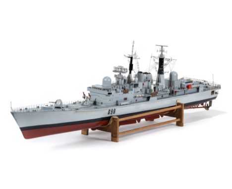 *Royal Navy Destroyer. A good scale model of the Royal Navy Destroyer D98, HMS York,  finely built in wood and plastic with c