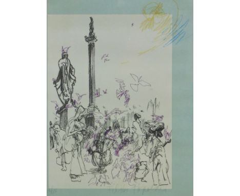 Feliks Topolski (1907-1989). Nelson's Column London, artist signed lithographic print 36/150, 62cm x 46.5cm.