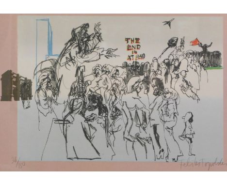Feliks Topolski (1907-1989). The End is at hand, artist signed lithographic print 36/150, 46.5cm x 62cm.