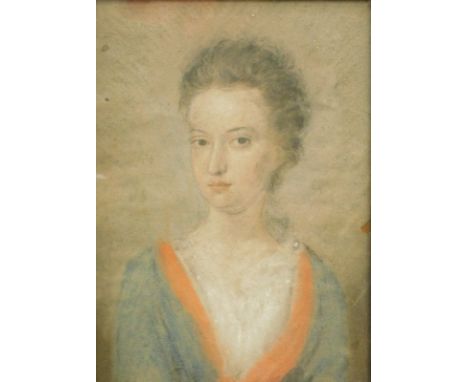 19thC English School. Portrait of a lady, pastel, quarter profile, 27cm x 19cm.
