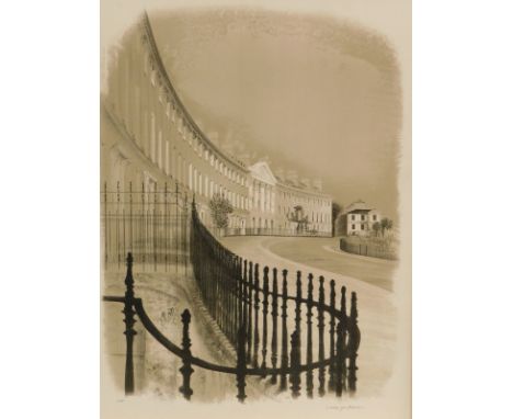 David Gentleman (b.1930). The Crescent, artist signed lithographic proof print, 53.5cm x 42cm.