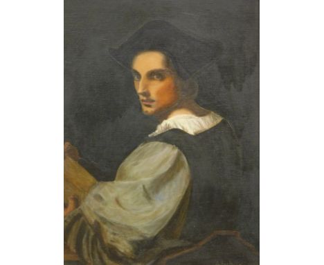 D Pordeous. The Self Portrait, oil on board, signed, 49.5cm x 36cm.