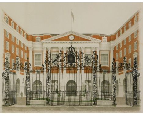 David Gentleman (b.1930). The B.M.A. Courtyard, artist signed lithographic print IV.XIV, 43cm x 55cm.