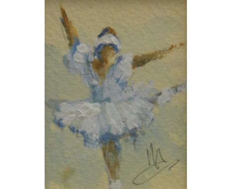 Maurice William Crawshaw (b.1947). Ballet Sketch, watercolour - pair, signed and titled verso, 6.5cm x 4.5cm.