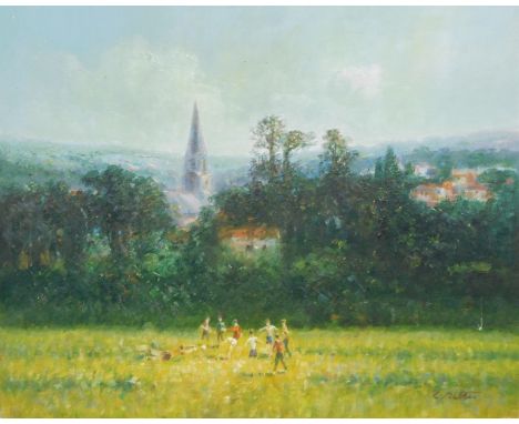 L. Ritter. Playing fields, Cornwall, oil on canvas, signed, dated 1994 and titled verso,  51cm x 61cm, and two other works.