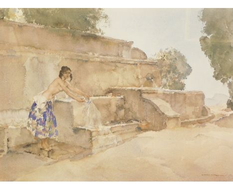 William Russell Flint (1880-1969). Isabella of Lucernay, artist signed coloured print, 54cm x 70.5cm. 