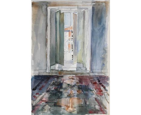 Jane Corsellis NEAC, RWS, RCA (b.1940)"Interior with Turkish Carpet"Signed, watercolour, together with a further nude waterco