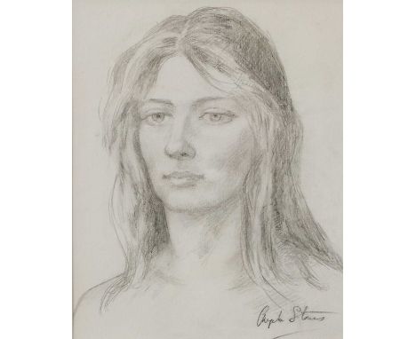 Angela Stones (1914-1995)Portrait of a ladySigned, pencil, together with a pastel study "The Land Girl", by Alfred Page, 25cm