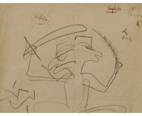 Ronald Searle CBE, HRWS (1920-2011)"Nehru, On Kashmir/On Suez"Inscribed, pencil, together with two further works by the same 