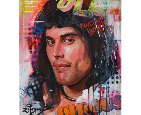 Zinsky (Contemporary)"Glam"Signed, oil on canvas, 44.5cm by 37cmSome light surface dirt. Otherwise in good overall condition.