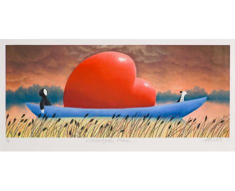 Mackenzie Thorpe (b.1956)"Crossing The Pond"Signed, inscribed and numbered 19/49, giclee print, 26.5cm by 53cmSold together w