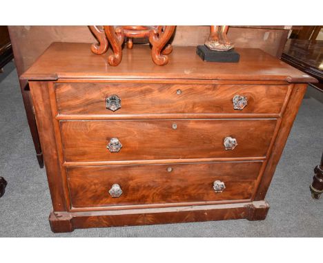 A Victorian mahogany inverted breakfront, straight front three-height chest of drawers, 109cm by 49cm by 80cm
