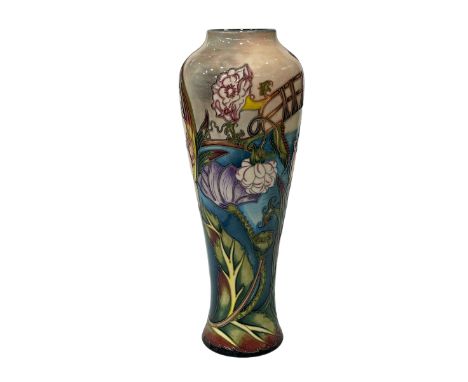 Moorcroft Pottery River of Dreams tall vase designed by Sarah Cowan, dated 2002, 49/350. 36.5cm, boxed.