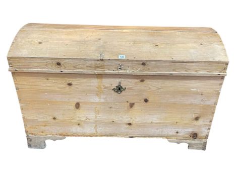 Stripped pine sarcophagus shaped trunk, 72cm by 111cm by 59cm.