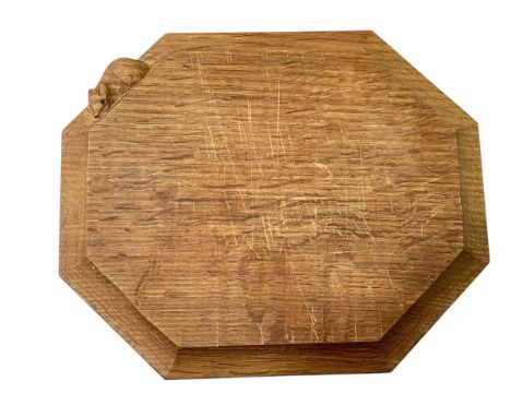 Robert Thompson of Kilburn 'Mouseman' oak bread board, 30.5cm across.