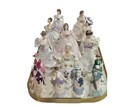 Three Royal Worcester, three Royal Doulton and eight Coalport ladies (14).