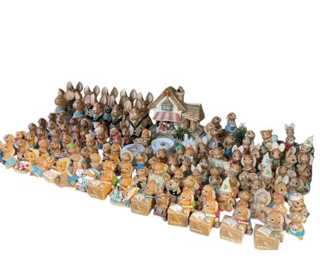 Collection of Pendelfin figures including stands, porcelain, etc.