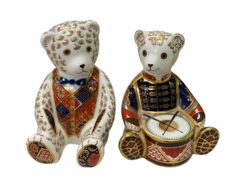 Two Royal Crown Derby teddy bear paperweights.