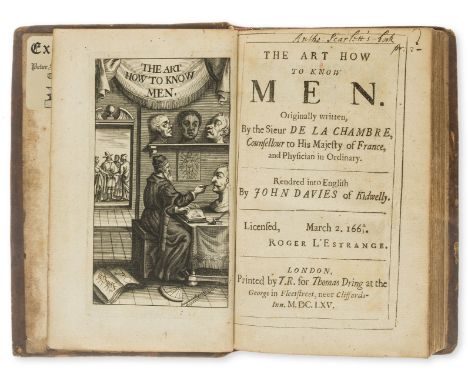 La Chambre (Marin Cureau de) The Art How to Know Men, translated by John Davies, first edition in English, engraved frontispi