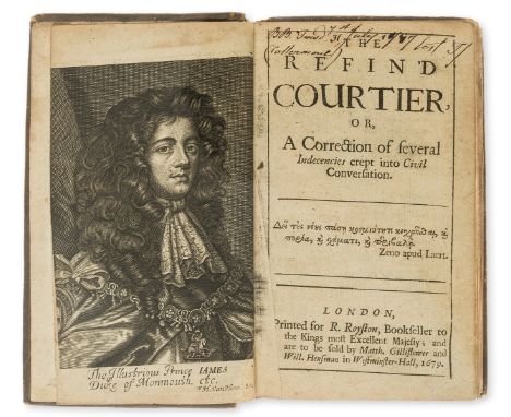 [Casa (Giovanni della)] The Refin'd Courtier..., second edition, engraved portrait of the Duke of Monmouth by F.H.van Houe (s
