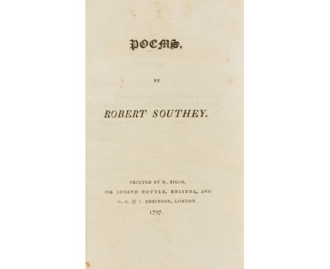 Southey (Robert) Poems, first edition, issue with second line of imprint in roman and the comma after "Biggs" above the "st" 