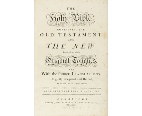 Bible, English. The Holy Bible, containing the Old Testament and the New, first Baskerville edition, list of subscribers, tit